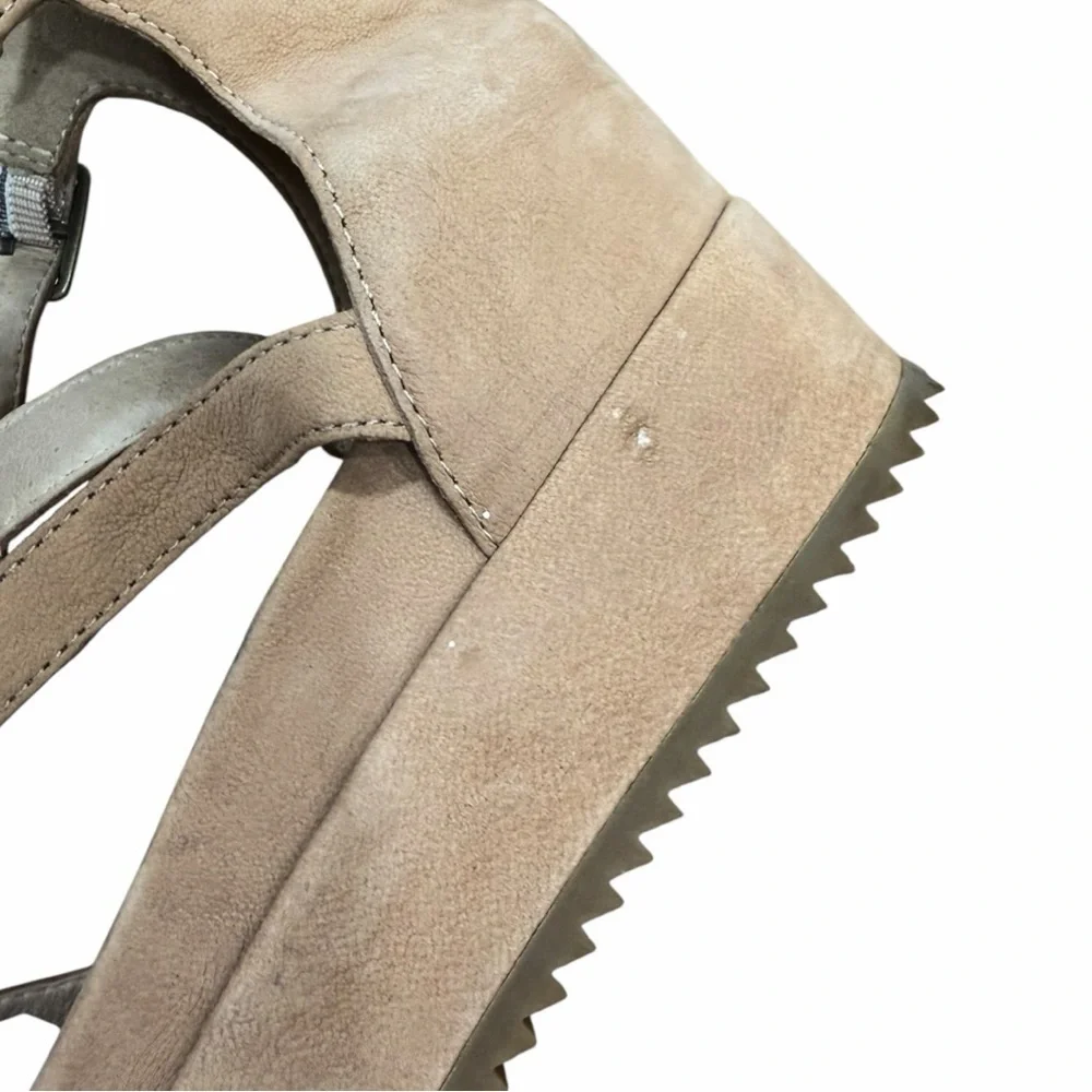 Eileen Fisher Emmy Tumbled Nubuck Platform Wedge Sandals Size 6